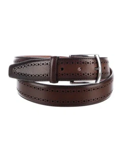 Pre-owned Allen Edmonds Leather Lasercut Accents Belt In Brown