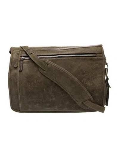 Pre-owned Allen Edmonds Leather Messenger Bag In Green