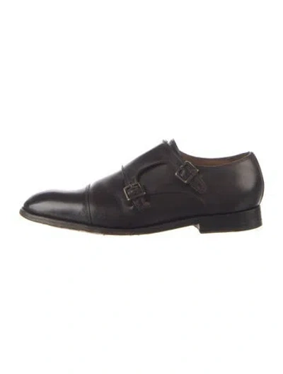 Pre-owned Allen Edmonds Leather Monk Straps In Black