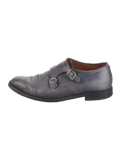 Pre-owned Allen Edmonds Leather Monk Straps In Gray