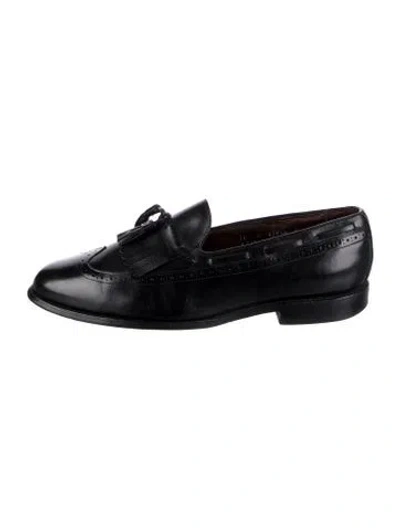 Pre-owned Allen Edmonds Leather Tassel Accents Dress Loafers In Black