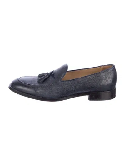 Pre-owned Allen Edmonds Leather Tassel Accents Dress Loafers In Blue