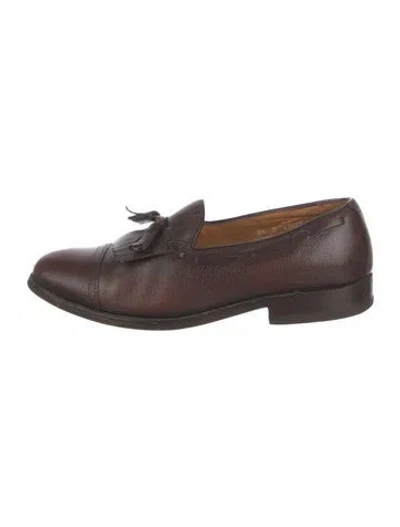 Pre-owned Allen Edmonds Leather Tassel Accents Dress Loafers In Brown