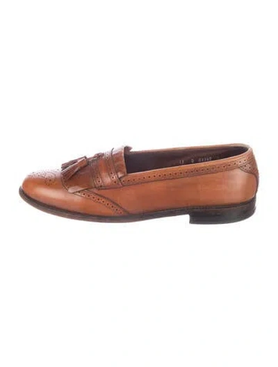 Pre-owned Allen Edmonds Leather Tassel Accents Dress Loafers In Brown
