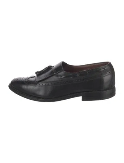 Pre-owned Allen Edmonds Leather Tassel Accents Loafers In Black
