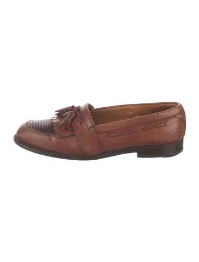 Pre-owned Allen Edmonds Leather Tassel Accents Loafers In Brown