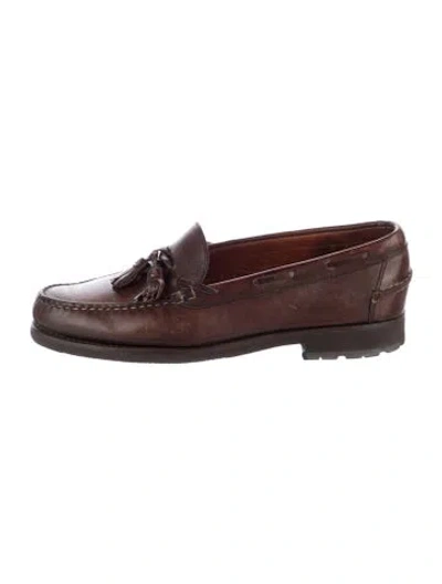Pre-owned Allen Edmonds Leather Tassel Accents Loafers In Brown