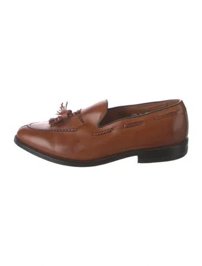Pre-owned Allen Edmonds Leather Tassel Accents Monk Straps In Brown