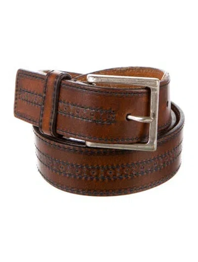 Pre-owned Allen Edmonds Leather Waist Belt In Brown