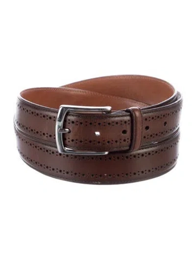 Pre-owned Allen Edmonds Leather Waist Belt In Brown