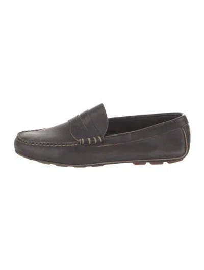 Pre-owned Allen Edmonds Leather Whipstitch Trim Loafers In Blue