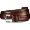 Allen Edmonds Manistee Brogued Leather Belt In Brown