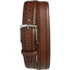 Allen Edmonds Manistee Brogued Leather Belt In Brown/brown