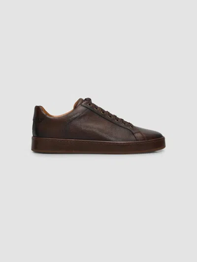 Allen Edmonds Barnes Leather Sneakers Brown Brush Off