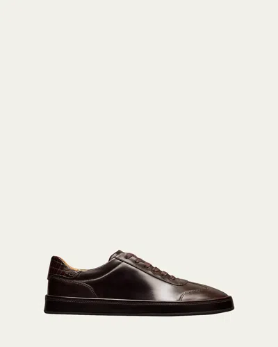 Allen Edmonds Men's Hawthorne Leather T-toe Low-top Sneakers In Brown