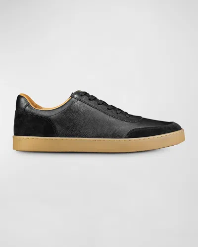 Allen Edmonds Men's Liam Grained Leather Low-top Trainers In Black