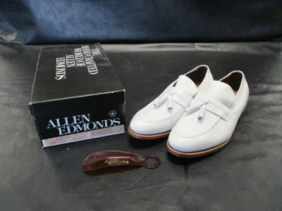 Pre-owned Allen Edmonds Men's Riviera Tassel Leather Loafer Shoes 9 1/2 D White 5637