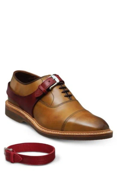 Allen Edmonds Park Avenue Cap Toe Oxford With Buckle Harness In Walnut/ Red