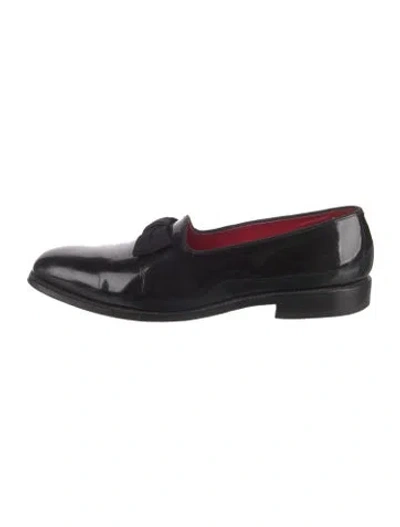 Pre-owned Allen Edmonds Patent Leather Bow Accents Dress Loafers In Black