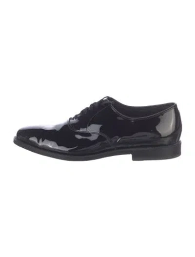 Pre-owned Allen Edmonds Patent Leather Oxfords In Black/blue