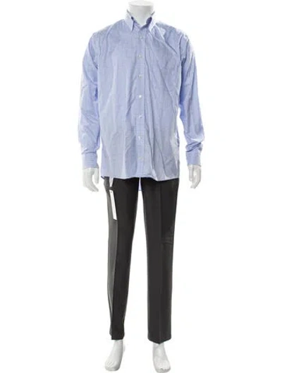 Pre-owned Allen Edmonds Plaid Print Long Sleeve Dress Shirt In Blue