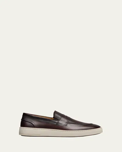 Allen Edmonds Reserve Men's Roman Pebble Leather Hybrid Penny Loafers In Brown
