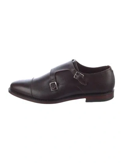 Pre-owned Allen Edmonds Saffiano Leather Monk Straps In Brown
