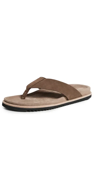 Allen Edmonds Sawgrass Suede Thong Sandals Tobacco In Brown
