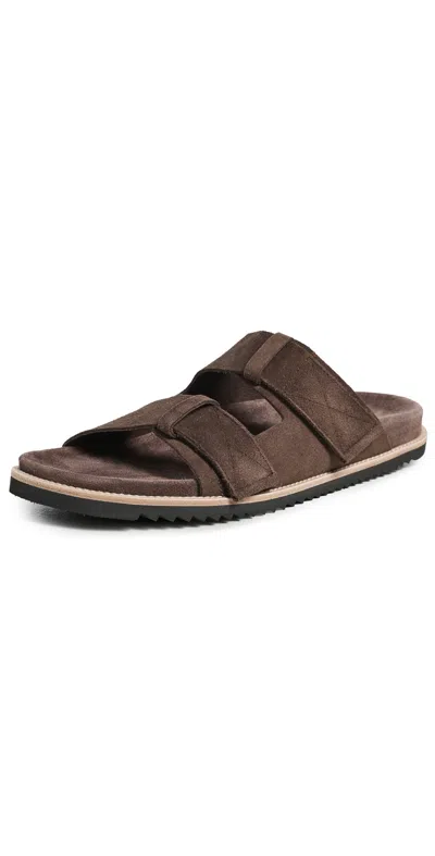 Allen Edmonds Seagrove Suede Two Strap Sandals Bitter Chocolate In Brown