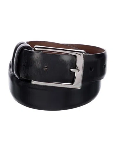 Pre-owned Allen Edmonds Skinny Leather Belt In Black