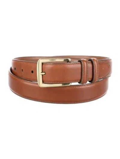 Pre-owned Allen Edmonds Skinny Leather Belt In Brown