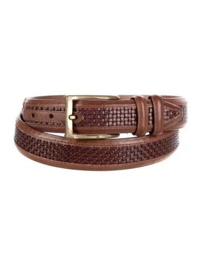 Pre-owned Allen Edmonds Skinny Leather Belt In Brown