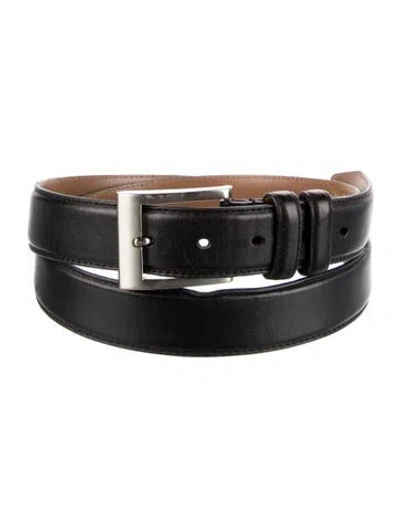 Pre-owned Allen Edmonds Skinny Leather Waist Belt In Black