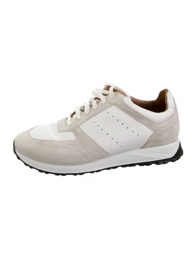 Pre-owned Allen Edmonds Suede Athletic Sneakers In White