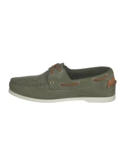 Pre-owned Allen Edmonds Suede Boat Shoes In Green