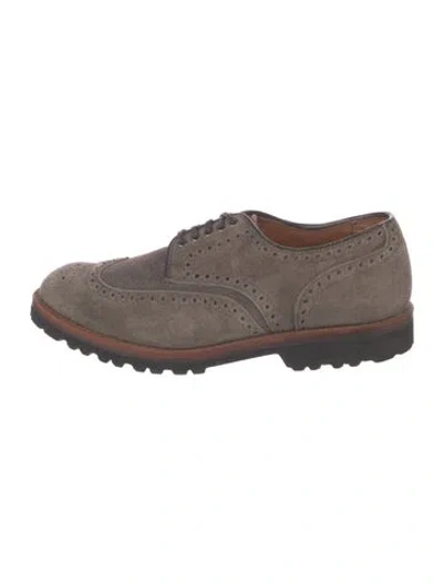 Pre-owned Allen Edmonds Suede Brogues In Gray