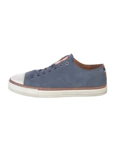 Pre-owned Allen Edmonds Suede Colorblock Pattern Sneakers In Blue