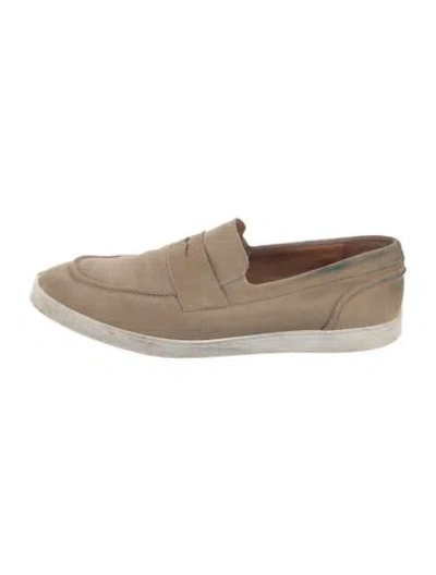 Pre-owned Allen Edmonds Suede Drivers In Neutral