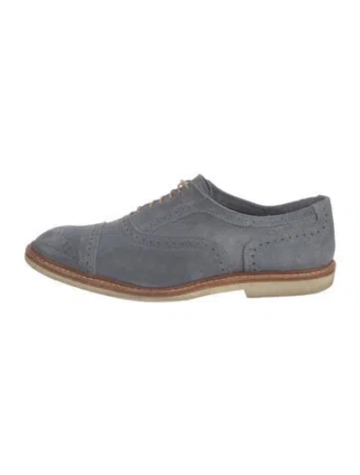 Pre-owned Allen Edmonds Suede Lasercut Accents Brogues In Blue/grey