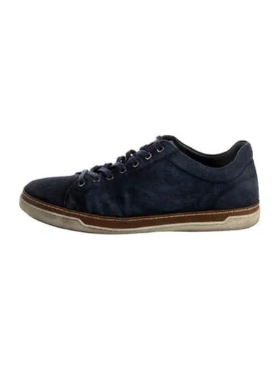 Pre-owned Allen Edmonds Suede Printed Sneakers In Blue