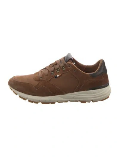 Pre-owned Allen Edmonds Suede Printed Sneakers In Brown