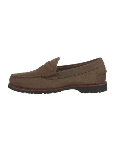 Pre-owned Allen Edmonds Suede Scalloped Accent Loafers In Neutral