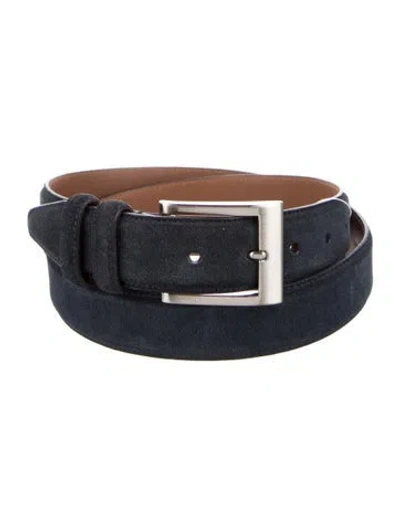 Pre-owned Allen Edmonds Suede Waist Belt In Blue