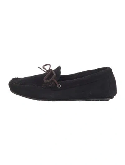 Pre-owned Allen Edmonds Suede Whipstitch Trim Moccasins In Black