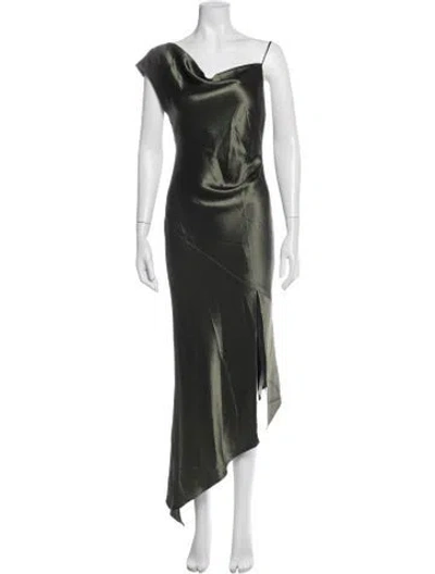 Pre-owned Allen Schwartz Asymmetrical Long Dress In Green
