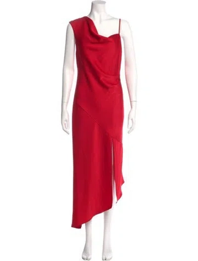Pre-owned Allen Schwartz Cowl Neck Long Dress In Pink