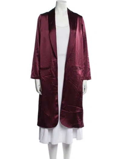 Pre-owned Allen Schwartz Faux Fur Coat In Burgundy