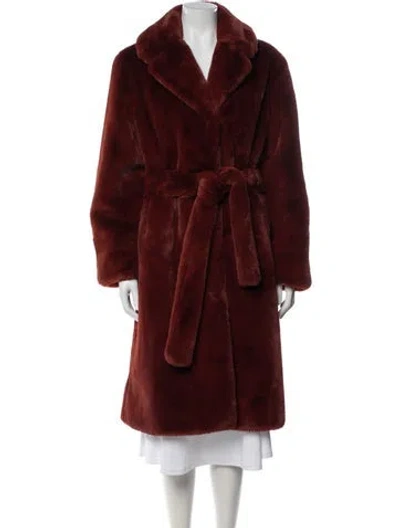 Pre-owned Allen Schwartz Faux Fur Faux Fur Coat In Red