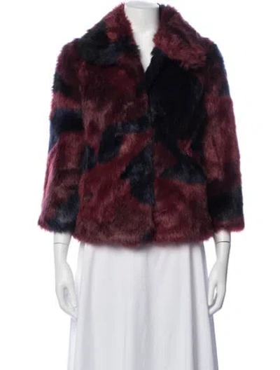 Pre-owned Allen Schwartz Faux Fur Patterned Faux Fur Jacket In Burgundy