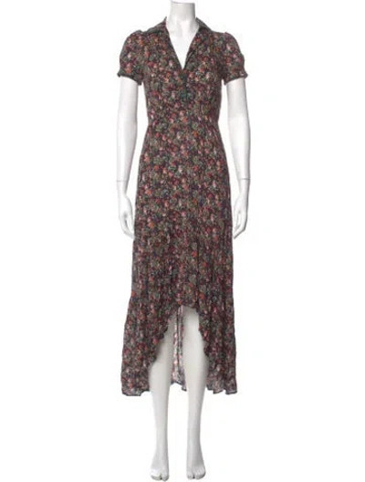 Pre-owned Allen Schwartz Floral Print Midi Length Dress In Blue